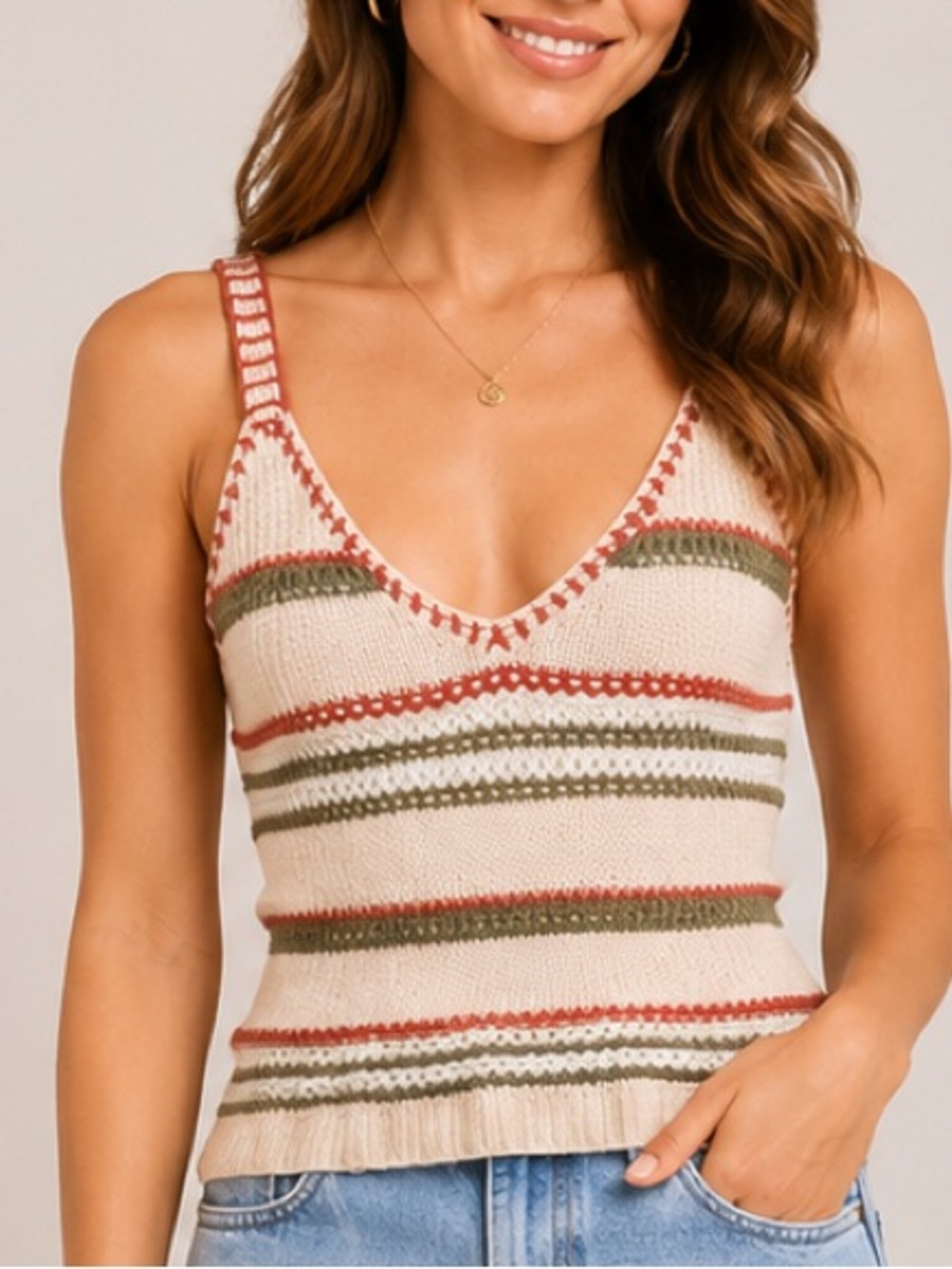 Hem & Thread Multicolor Crochet Tank Top